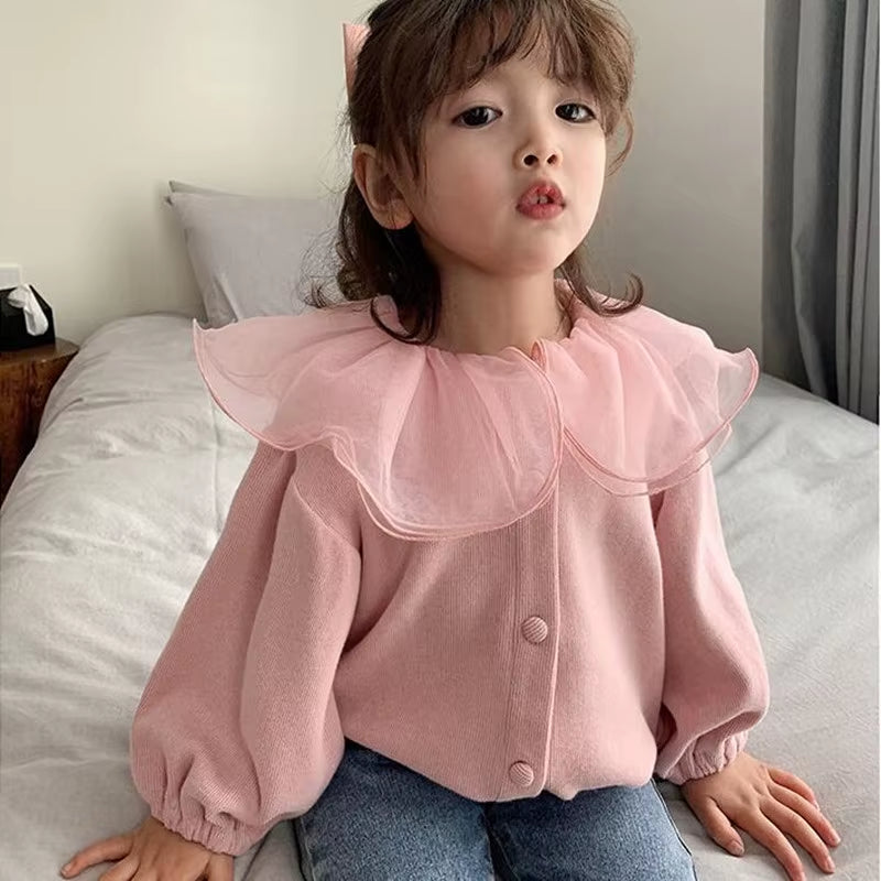 Spring Autumn Baby Toddler Clothes Girls Sweaters Cardigan Jackets Long Sleeve Girls Coat Kids Lace Jacket Children Outerwear
