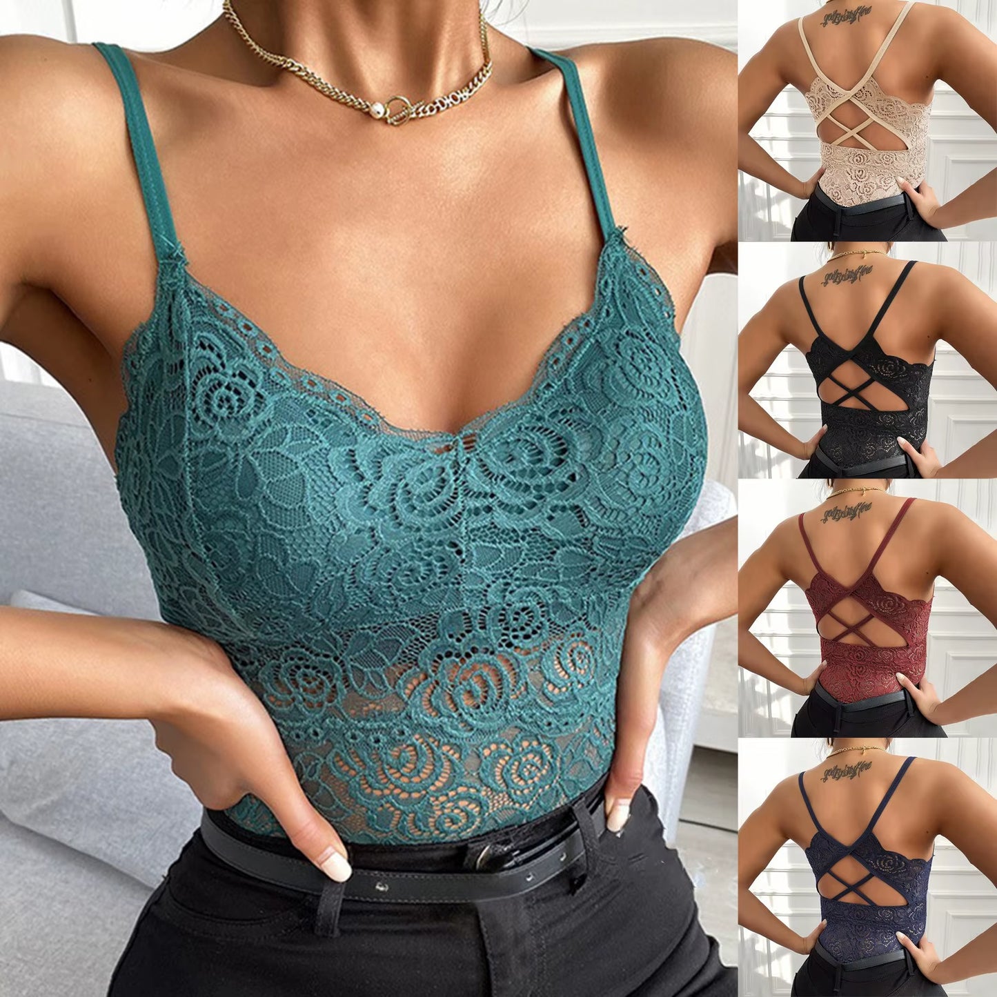 Women Lace Vest Top Wireless Lingerie Sexy V-Neck Tank Top Underwear Crop Top Camisole New plus Size Camisole Bralettes