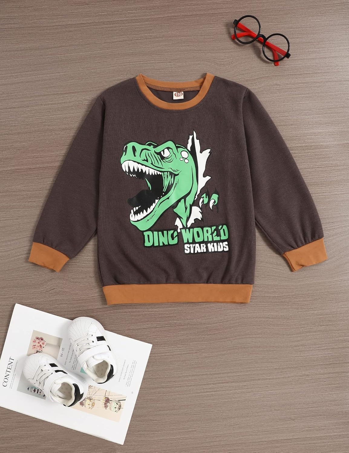Little Boy Outfit Dinosaur Printed Long Sleeve Sweatshirt Top and Pants Toddler Boys Fall Winter Clothes Set