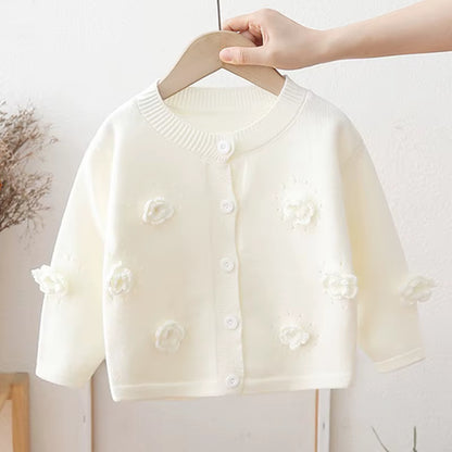 Spring Autumn Winter Baby Toddler Clothes Girls Sweaters Kids Knitted Cardigan Flower Sweater Jacket Coat Children Outerwear