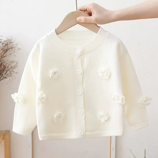 Spring Autumn Winter Baby Toddler Clothes Girls Sweaters Kids Knitted Cardigan Flower Sweater Jacket Coat Children Outerwear