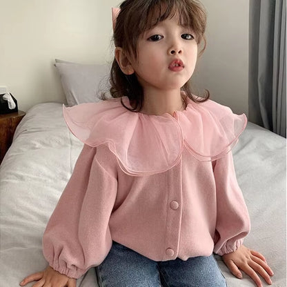 Spring Autumn Baby Toddler Clothes Girls Sweaters Cardigan Jackets Long Sleeve Girls Coat Kids Lace Jacket Children Outerwear