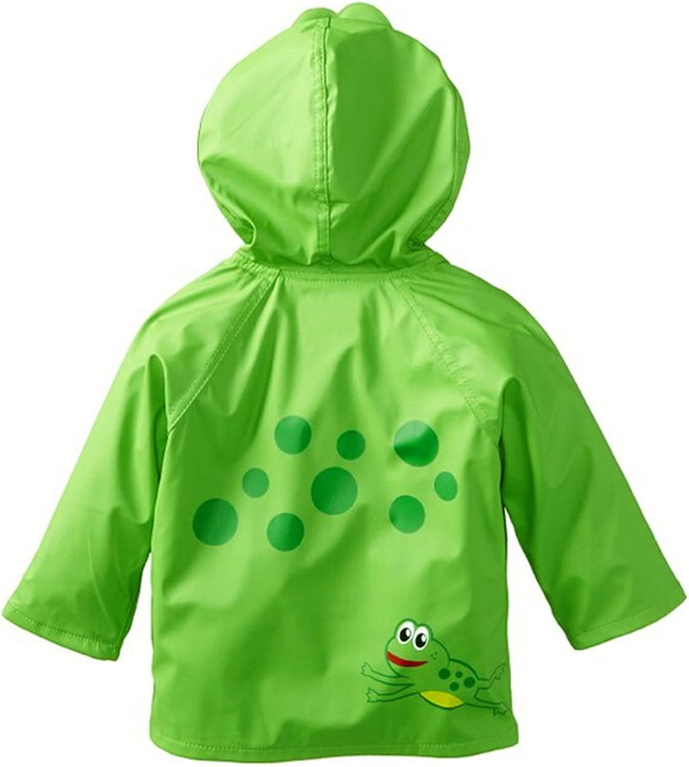 Toddler Boys Girls Rain Jacket Cartoon Frog Pattern Hooded Trench Coat Cute Waterproof Daily Raincoat, Green, 4-5T