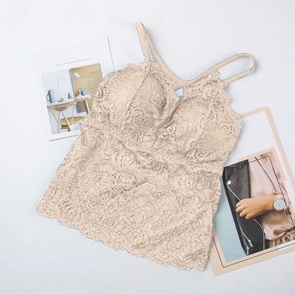 Women Lace Vest Top Wireless Lingerie Sexy V-Neck Tank Top Underwear Crop Top Camisole New plus Size Camisole Bralettes