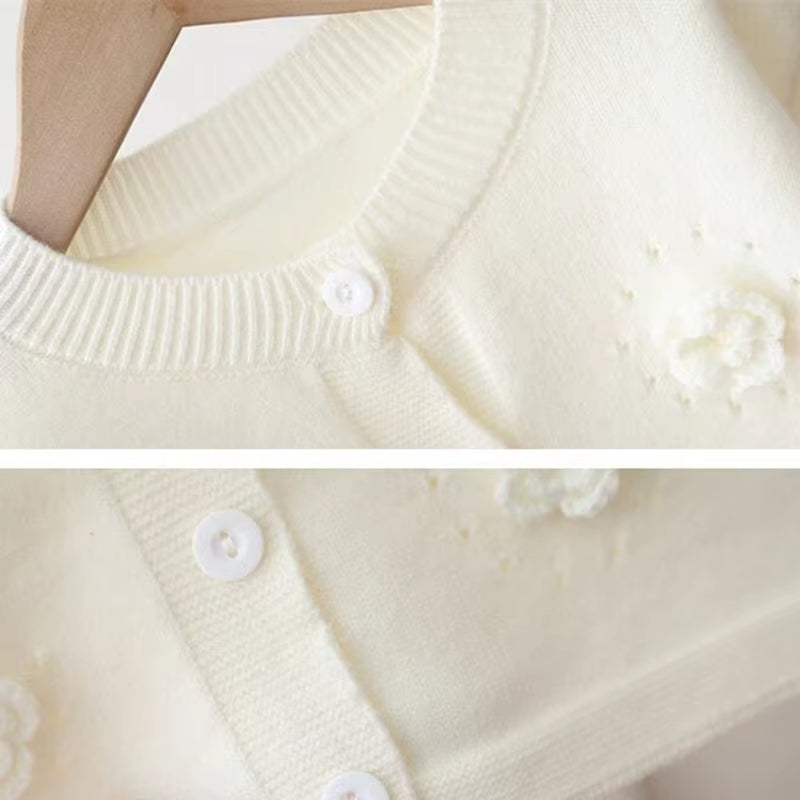 Spring Autumn Winter Baby Toddler Clothes Girls Sweaters Kids Knitted Cardigan Flower Sweater Jacket Coat Children Outerwear