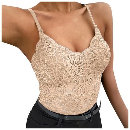 Women Lace Vest Top Wireless Lingerie Sexy V-Neck Tank Top Underwear Crop Top Camisole New plus Size Camisole Bralettes