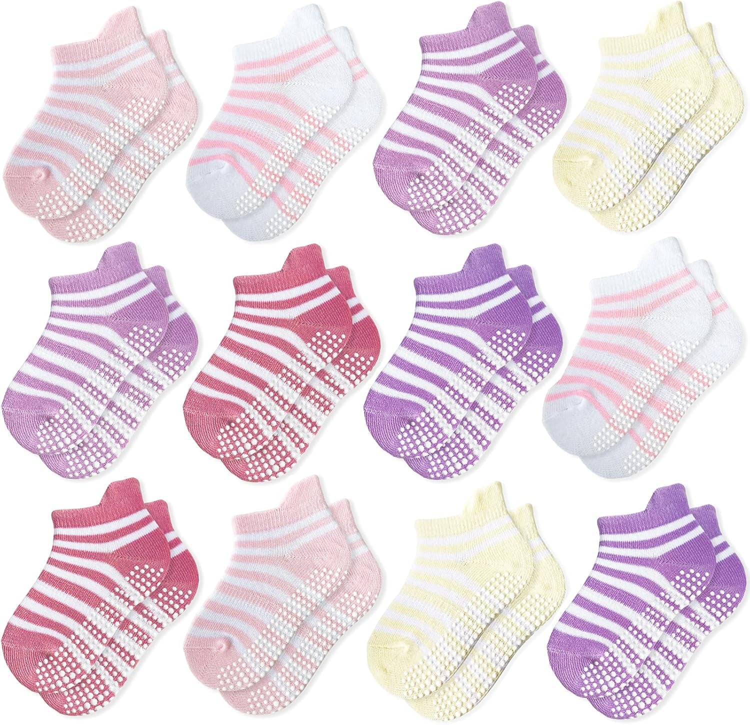 12 Pairs Kids Non Slip Toddler Boy Grip Socks anti Skid Boys Girls Socks Anti-Slip Socks for Infants Baby(12-36 Months)