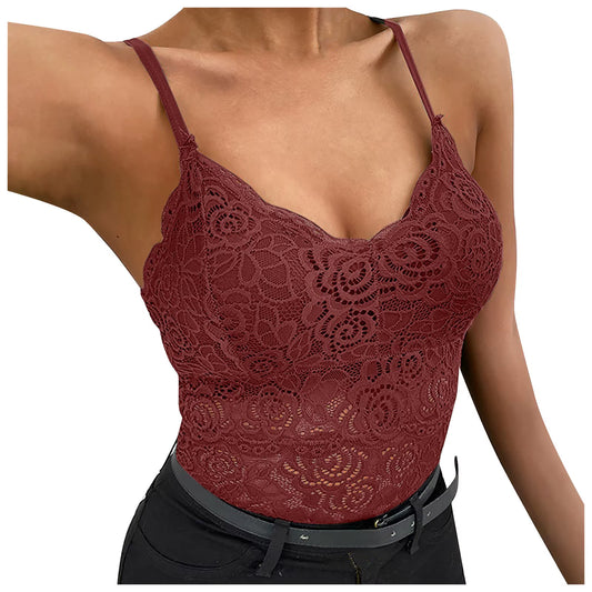 Women Lace Vest Top Wireless Lingerie Sexy V-Neck Tank Top Underwear Crop Top Camisole New plus Size Camisole Bralettes